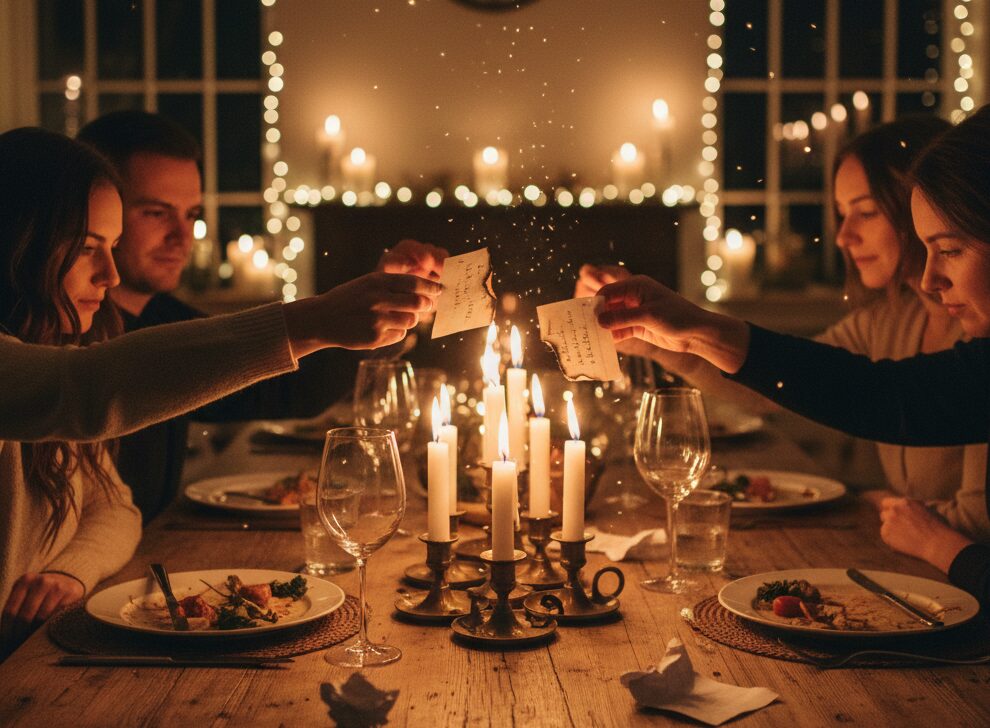 Sylwester დაწვის რიტუალი ქაღალდზე წარსულის სირთულეების დაწერით