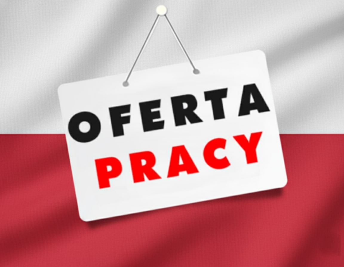 სამუშაო შეთავაზება პოლონეთში - ბანერი წარწერით oferta pracy